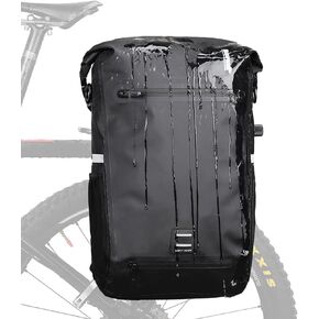 Rhinowalk Bike Pannier Bag 22L Waterproof Bicycle Bag Motor Pannier Backpack Shoulder Bag Laptop Pannier Travel Bag Professional Cycling Accessories-Black