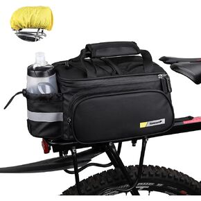 Rhinowalk Bike Trunk Bag 10L Bicycle Pannier Rear Rack Carrier Bag Bike Luggage Commuter Bag with Rain Cover Shoulder Strap