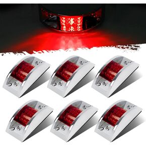 Partsam 6x Red Rectangular 4-4/5" Armored-style Clearance Side Marker Light Chrome 12LED, Rectangle Led Trailer Clearance Lights, Surface Mount Led Lights
