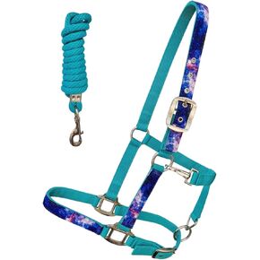 Cob Turquoise Nylon Galaxy Inlay Adjustable Halter w/Lead Rope -C 606211TR-C