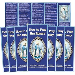 How to Pray The Rosary Pamphlet, Paper Booklet for Beginners, Sunday School Learning, Pack of 10 (3 3/4" W x 8 3/4" H)