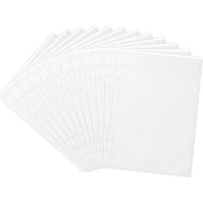 A5 Clear Binder Pockets,No Zipper 6 Holes Cash Envelopes for A5 Budget Binder,A5 Planner Inserts PVC Binder Pouch for Cash Budgeting,Loose Leaf Bags Document Organizers (12)