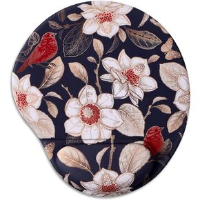 Ergonomic Mouse Pad with Wrist Support,Cute Mouse Pad with Wrist Rest,Comfortable Mouse Pad for Home Office Gaming Working Computers Laptop,Pain Relief with Non-Slip PU Base (Rose Fantasy)