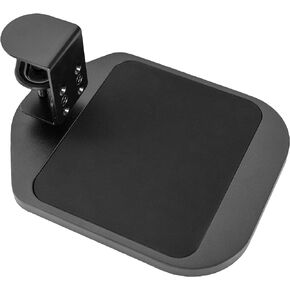 VIVO Wooden Clamp-on Adjustable Computer Mouse Pad and Device Holder for Desks, Extended Rotating Platform Tray, Fits up to 2 inch Desktops, Black, MOUNT-MS01B