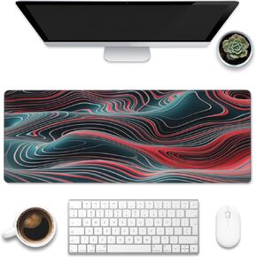 Desk Mat,Science Fiction Beach Sunset Desk Pad,Neon Design Beach Large Gaming Mouse Pad for Desk,Extended Big Computer Keyboard Mouse Pad with Non-Slip Base and Stitched Edge,31.5"x11.8"