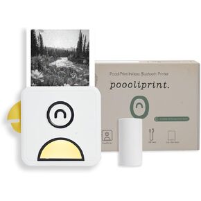 طابعة جيب بدون حبر Poooliprint L1 - طابعة Poooli الحرارية المحمولة للهاتف الصغير بتقنية البلوتوث لنظام iOS + Android طباعة الصور اللاصقة والملصقات والملاحظات وقوائم المجلات، أزرق