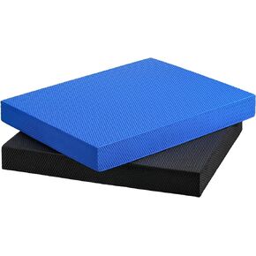 Deekin 2 Pcs Foam Balance Pad Non Slip Stability Trainer Pad Rectangle Balance Board Exercise Pad Cushion for Women Men Dancing Balance Training Workouts Yoga Physical Therapy, Black and Dark Blue
