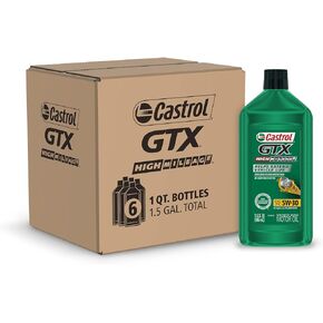 Castrol GTX High Mileage 5W-30 Synthetic Blend Motor Oil, 1 Quart, Pack of 6