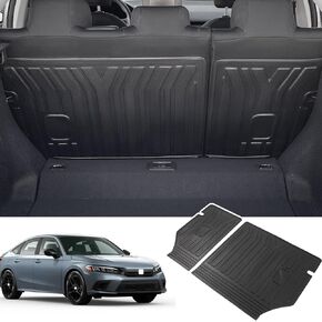 powoq Trunk Mat Compatible with 2022-2024 Honda Civic Hatchback Floor Mat Backrest Mat Replacement for 2022 2023 2024 Honda Civic Accessories (Fit Hatchback, Backrest Mat+Rear Trunk Mat+Floor Mat)