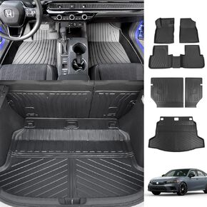 حصيرة أرضية powoq متوافقة مع 2022-2024 Honda Civic Sedan Trunk Mat Cargo Liner TPE Trunk Liner استبدال لملحقات Honda Civic Sedan 2022 2023 2024 (تناسب السيدان، حصيرة الجذع الخلفي + حصيرة الأرضية)