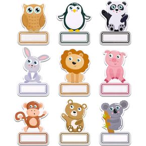 Sabary 90 قطعة من علامات الاسم المقطوعة، ملصقات زجاجات المياه، ملصقات الرعاية النهارية، ملصقات اسم ذاتية اللصق، علامات هدايا للفصل الدراسي، مكتب المنزل، لوحة الإعلانات، ديكور الحفلات، 10 ورقات (حيوان) in Kuwait