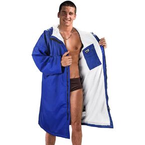Catalonia Swim Parka for Men Women, Waterproof Surf Swimming Jacket, Warm Sherpa Lined Changing Poncho Robe