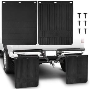 Universal Car Mud Flaps Mudflaps Rubber Mudguards Black Splash Guards Fender (4 Pack) with 16 Pieces Fastener Rivet Clips for Rally Car Sedan Hatchback SUV Van Racing WRC