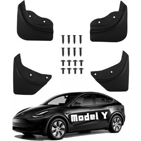 Model Y Mud Flaps 2024 Newest, Car Accessories Splash Guards Compatible with Tesla Model Y 2024 2023 2022 2021, Winter Vehicle Sediment Protection, All Weather Exterior Accessories for Tesla