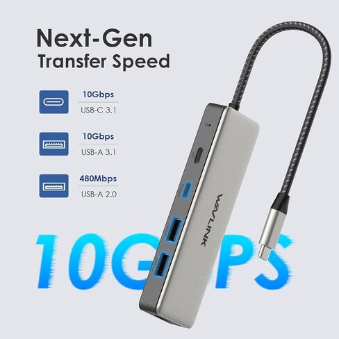 10Gbps USB C Hub, WAVLINK USB C Multiport Adapter, Data Speed Up to 10GBPs, 4k 60hz HDMI Port, 100W Power Delivery, USB C Hub HDMI for MacBook Pro/Air iMac iPad Pro Dell Chromebook and More in Saudi Arabia