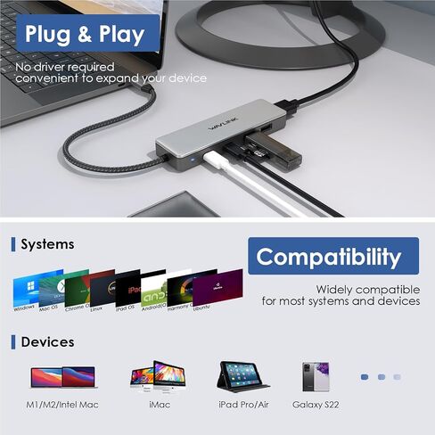 10Gbps USB C Hub, WAVLINK USB C Multiport Adapter, Data Speed Up to 10GBPs, 4k 60hz HDMI Port, 100W Power Delivery, USB C Hub HDMI for MacBook Pro/Air iMac iPad Pro Dell Chromebook and More in Saudi Arabia