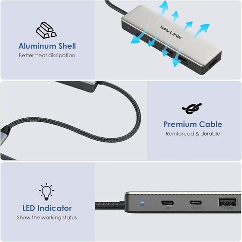 10Gbps USB C Hub, WAVLINK USB C Multiport Adapter, Data Speed Up to 10GBPs, 4k 60hz HDMI Port, 100W Power Delivery, USB C Hub HDMI for MacBook Pro/Air iMac iPad Pro Dell Chromebook and More in Saudi Arabia
