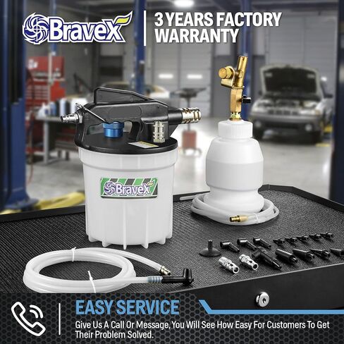 مجموعة نازف فرامل الهواء سعة 2 لتر مع مستخرج سائل الفرامل سعة 2 لتر، وزجاجة إعادة تعبئة سعة 1 لتر وخرطومين من السيليكون، ومحول مطاطي عالمي لمعظم السيارات والدراجات النارية ومركبات ATV والشاحنات in Kuwait