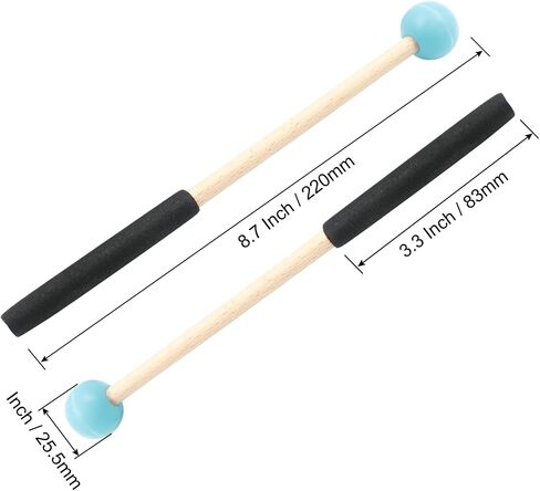 2Pcs 8.5 Inch Rubber Xylophone Mallets Sticks, Mallet Percussion with Wood Handle, Bell Mallets Glockenspiel Sticks (White) in Saudi Arabia