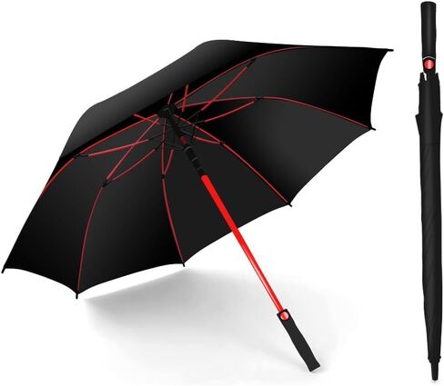 Golf Umbrella Automatic Open 56" Rain Windproof UV Protection Large Umbrella Perfect Car Stick Umbrellas Business Black Umbrella for 2-3 People, With Striking Reinforced Fiberglass Frame and Non-Slip Handle in Kuwait