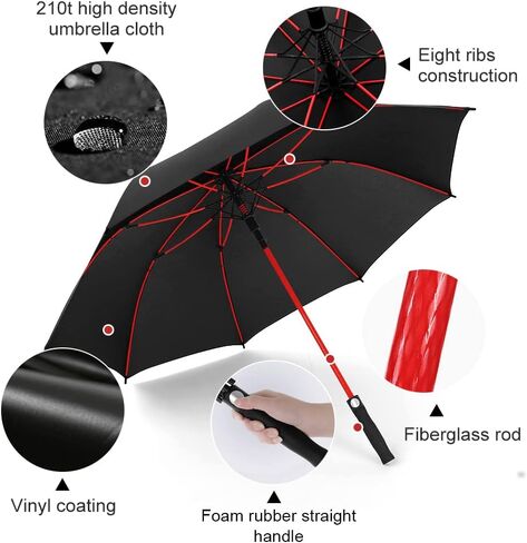 Golf Umbrella Automatic Open 56" Rain Windproof UV Protection Large Umbrella Perfect Car Stick Umbrellas Business Black Umbrella for 2-3 People, With Striking Reinforced Fiberglass Frame and Non-Slip Handle in Kuwait