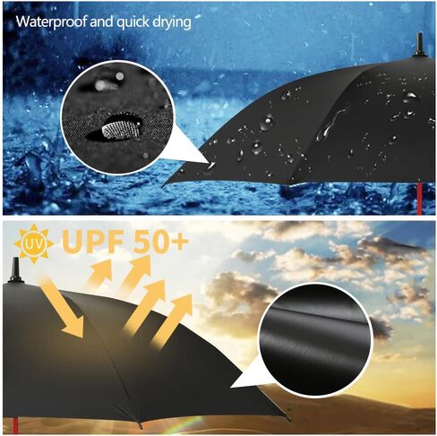 Golf Umbrella Automatic Open 56" Rain Windproof UV Protection Large Umbrella Perfect Car Stick Umbrellas Business Black Umbrella for 2-3 People, With Striking Reinforced Fiberglass Frame and Non-Slip Handle in Kuwait