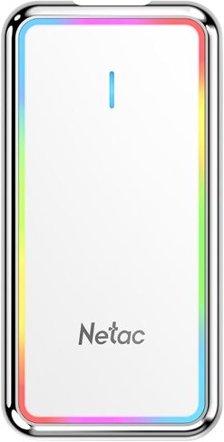Netac 500GB Portable SSD with RGB LED lighting USB 3.2 Gen 2 (10 Gbps, Type-C) External Solid State Drive Backup Slim Drive for File Storage/Business Travel Essential, Rapid Read & Write Low Noise, ZR in Kuwait