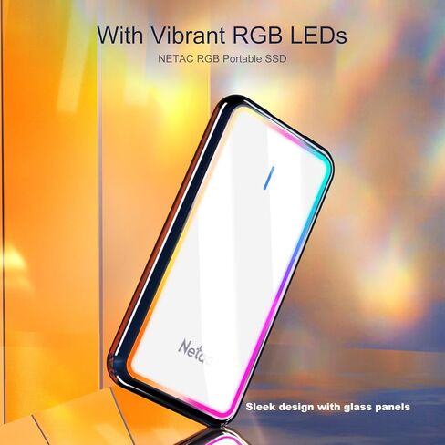 Netac 500GB Portable SSD with RGB LED lighting USB 3.2 Gen 2 (10 Gbps, Type-C) External Solid State Drive Backup Slim Drive for File Storage/Business Travel Essential, Rapid Read & Write Low Noise, ZR in Kuwait