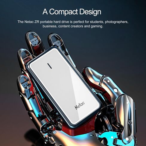 Netac 500GB Portable SSD with RGB LED lighting USB 3.2 Gen 2 (10 Gbps, Type-C) External Solid State Drive Backup Slim Drive for File Storage/Business Travel Essential, Rapid Read & Write Low Noise, ZR in Kuwait