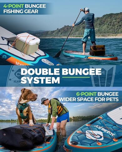 11'6''×35" Extra Wide Inflatable Stand Up Paddle Board, Stable Long SUP for 2 People/Family, Shoulder Strap, 5 Handles, 100L Backpack, All-Round Sup Board, Removeable Big Fin in Saudi Arabia