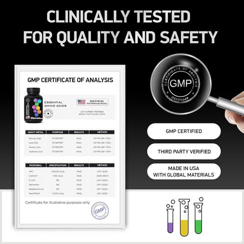 مجمع الأحماض الأمينية الأساسية للرجال والنساء - تركيبة متقدمة للطاقة والتعافي - مكمل نباتي للأحماض الأمينية BCAA مع جميع الأمينات الأساسية المكونة من 9 سلاسل فرعية - 240 حبة EAA BCAA صديقة للكيتو in Kuwait