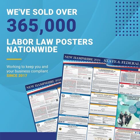 2024 New Hampshire State and Federal Labor Laws Poster - OSHA Workplace Compliant Includes FLSA FMLA and EEOC Updates - All in One Required Compliance Posting 24" x 36" - Laminated (English) in Saudi Arabia