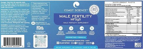 Male Fertility MFSg5 - Sperm Count and Semen Booster Fertility Supplement For Men - Includes Prenatal Vitamins and PQQ - 120 Capsules in Saudi Arabia