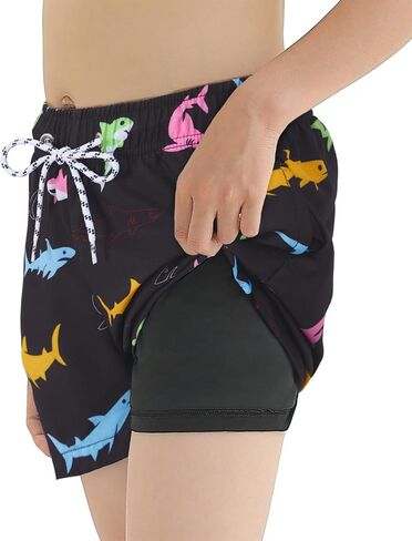 American Trends Boys Swim Trunks with Compression Liner Swim Shorts Quick Dry Swimsuit Swimwear Bathing Suit Beach Short in Saudi Arabia
