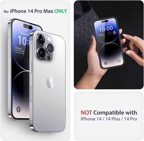 واقي شاشة لهاتف iPhone 14 Pro Max [حزمة ممتازة] [تم اختبار السقوط من الدرجة العسكرية] [غير ممتص للصدمات] - جراب شفاف/أسود + 3 قطع من الزجاج المقسى (2022/6.7 بوصة) in Kuwait