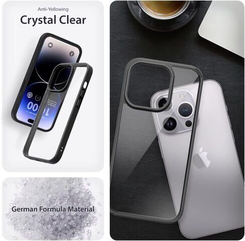 واقي شاشة لهاتف iPhone 14 Pro Max [حزمة ممتازة] [تم اختبار السقوط من الدرجة العسكرية] [غير ممتص للصدمات] - جراب شفاف/أسود + 3 قطع من الزجاج المقسى (2022/6.7 بوصة) in Kuwait