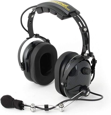 سماعة رأس من ألياف الكربون المتينة فوق الرأس لأجهزة راديو السباق والاتصالات الإلكترونية - تتميز بمقبض التحكم في مستوى الصوت ومقبس إدخال 5 دبابيس مقاس 3.5 مم وميزة الضغط والتحدث in Kuwait