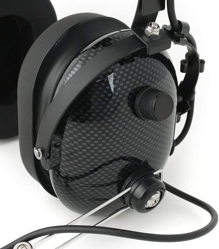 سماعة رأس من ألياف الكربون المتينة فوق الرأس لأجهزة راديو السباق والاتصالات الإلكترونية - تتميز بمقبض التحكم في مستوى الصوت ومقبس إدخال 5 دبابيس مقاس 3.5 مم وميزة الضغط والتحدث in Kuwait