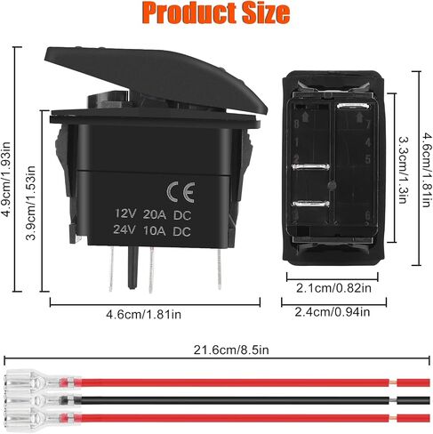 2 PCS Marine Rocker Switch, 12V/20A 24V/10A Waterproof Rocker Switch Toggle, SPST 3 Pin ON/Off LED Light Bar Rocker Switch with Jumper Wires Set, Boat Switch Toggle for Automotive Car UTV ATV, Blue in Saudi Arabia
