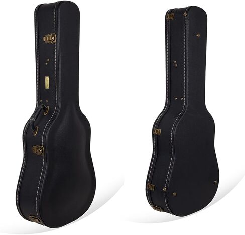 Crossrock Wooden Case-Fits 12-String Acoustic Dreadnought Guitars-Vintage Hardware, Sponge Lining, Metal Feet, Storage Space-Black (CRW520DBK) in Saudi Arabia