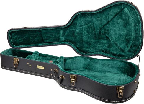 Crossrock Wooden Case-Fits 12-String Acoustic Dreadnought Guitars-Vintage Hardware, Sponge Lining, Metal Feet, Storage Space-Black (CRW520DBK) in Saudi Arabia