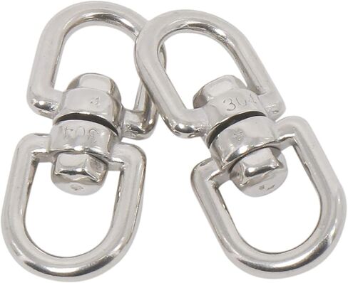 Amarine Made 4-Pack M4 مزدوج نهاية خطاف تعليق دوار 304 الفولاذ المقاوم للصدأ العين إلى العين قطب تكبل حلقة موصل in Saudi Arabia
