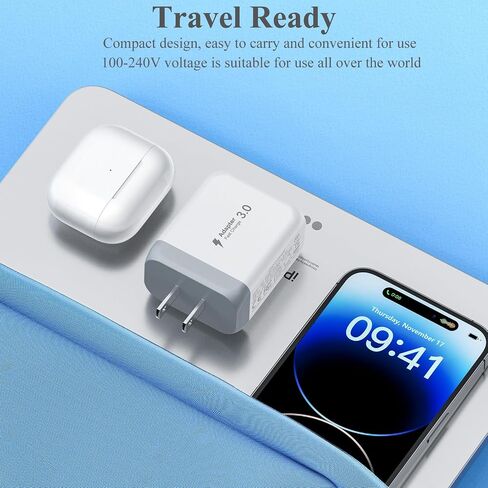 2 حزمة شاحن USB C، 40 وات مزدوج المنفذ PD+QC USB C محول طاقة شاحن حائط، قابس شحن سريع من النوع C متوافق مع iPhone 15/15 Pro/15 Pro Max/14/13/12، iPad، Airpods، iwatch، Samsung جالاكسي وايت in Saudi Arabia