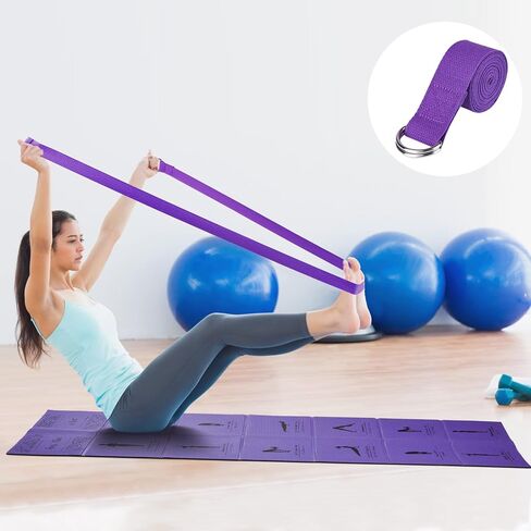 Foldable Yoga Mat for Women, Non Slip Exercise Mat for Home Gym, Travel Yoga Set With Stretch Strap for Yoga Pilates and Fitness in Saudi Arabia