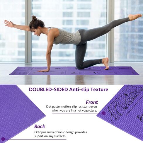 Foldable Yoga Mat for Women, Non Slip Exercise Mat for Home Gym, Travel Yoga Set With Stretch Strap for Yoga Pilates and Fitness in Saudi Arabia