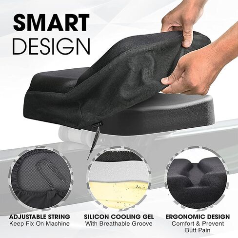 Yes4All Rowing Machine Seat Cushion Good with Non-Slip, Silicon Cooling Gel Seat Cover, Groove Design, Custom Fit Comfort in Saudi Arabia