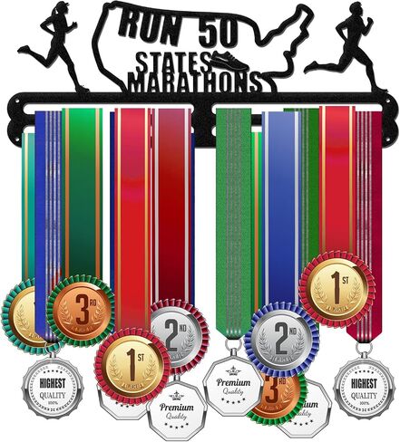 عرض شماعة ميدالية ماراثون من Run 50 دولة، حامل ميدالية ماراثون عرض شماعة جوائز متدرجة عرض ميدالية مثبتة على الحائط سهلة التركيب، 15.75 × 6 بوصة in Saudi Arabia