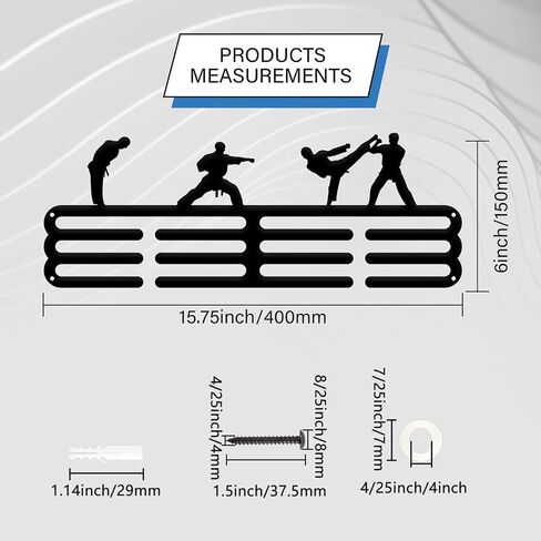 PH PandaHall Medal Holder Display Boxing Medal Hanger Award Ribbon Hanger 3 Lines Medal Display Sport Rack Trophy Shelf Wall Mount Iron Frame for Over 50 Medals 15.75 Inch/40cm in Saudi Arabia