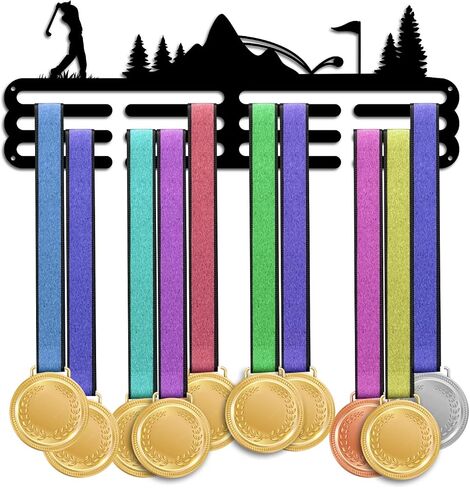 PH PandaHall Medal Holder Display Boxing Medal Hanger Award Ribbon Hanger 3 Lines Medal Display Sport Rack Trophy Shelf Wall Mount Iron Frame for Over 50 Medals 15.75 Inch/40cm in Saudi Arabia