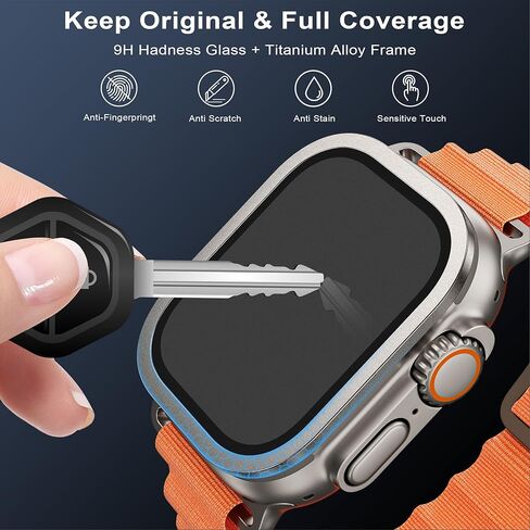 واقي شاشة WSKEN غير لامع لساعة Apple Watch Ultra 2/Ultra 49 مم، زجاج مقسى 9H + إطار من سبائك التيتانيوم، [مضاد للوهج] [حافظ على الأصل] طبقة حماية غير لامعة خفيفة الوزن iWatch 2 Pack، أصلي in Kuwait